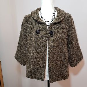 Ambition Fuzzy tan and black crop blazer size L
